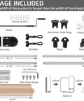 Cordless Exterior Patio Roller Shade package contents and assembly components with installation guide.