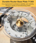 Rock Solid Clear Acrylic Router Base Plate With Template Guide, close-up view showing stability features and precision cuts.