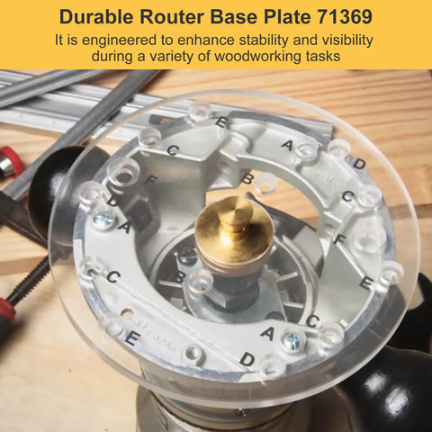 Rock Solid Clear Acrylic Router Base Plate With Template Guide, close-up view showing stability features and precision cuts.