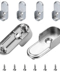 Six Piece Oval Closet Rod End Supports 15mm By 30mm Built Tough Heavy Duty Wardrobe Bracket Metal Rod Holders With Rear Facing 6.5mm Pins For Easy Rugged Closet Pole Installation And Long Lasting Use, silver zinc alloy supports