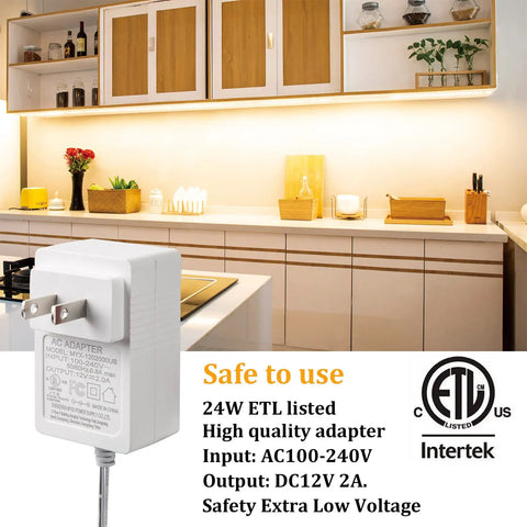 Under Cabinet LED Light Kit With 6 Dimmable Strips Remote Dimmer 1500 Lumen 2700K Warm White installed in kitchen cabinets