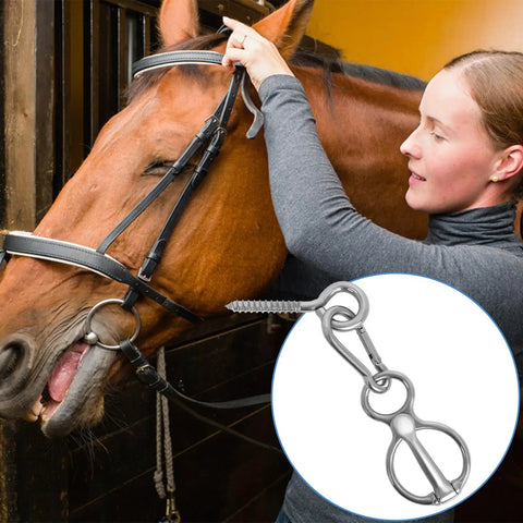 Horse Tie Ring Upgrade Four Pack Horse Tack And Training Gear In 304 Stainless Steel shown in use with horse