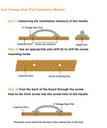 4 Inch Vintage Door Pull installation method showing steps to measure, drill, and attach pulls to cupboard doors.
