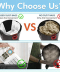 Comparison of buckets with and without 15 Pack Vacuum Bags For 15 To 22 Gallon Vacuums Type G/J 90663 90673 9066300 9067300