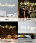 It Was Always You Neon Sign 36 Inch White Neon Night Light Dimmable Wall Decor For Bedroom Living Room Bar Party Club Wedding Girls Birthday Wall Light Decor Reusable Soft Silicone LED Warm White Cozy Vibe, shown in different settings.