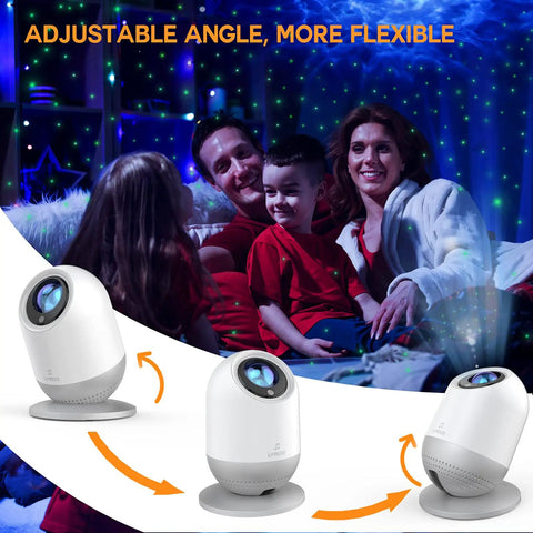 Family enjoying Rechargeable Galaxy Star Projector Night Light With Remote And Timer LED Laser Nebula Lamp With Green Stars