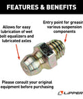 Grease Zerk Fitting For Wet Bolt Kit For RV Axles And Spindles Direct Replacement For Easy Lubrication And Maintenance Super Lube Compatible