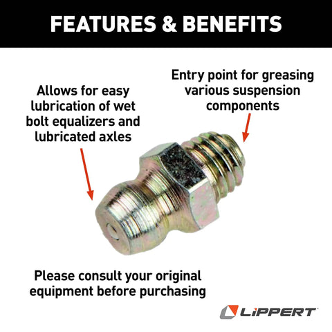 Grease Zerk Fitting For Wet Bolt Kit For RV Axles And Spindles Direct Replacement For Easy Lubrication And Maintenance Super Lube Compatible