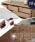Heavy Duty Brown Plastic Drawer Slide Glides 10 Piece Center Rail Repair Kit for Vaughan Bassett dressers on a wooden dresser.