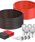 Black And Red 2 Gauge Battery Cable Kit 13 Feet Each With Built Tough Heavy Duty Copper Clad Aluminum Welding Cables For Car Truck Solar RV Marine Inverter Power Wire Lugs And Heat Shrink Tubes