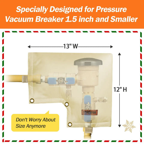 Backflow Preventer Insulated Pouch For Pressure Vacuum Breaker Covers All Weather Shield 13"W x 12"H waterproof insulation