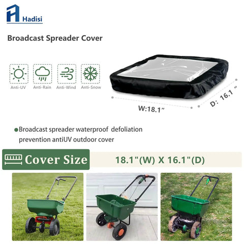 Image of Mini Broadcast Spreader Cover With Clear PVC Window Waterproof 18.1 Inch By 16.1 Inch showing size and compatibility.