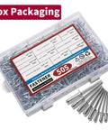 505 Piece Aluminum Blind Rivets Kit With Dome Head Pop Rivets For Quick Install Handy Assortment For Home Shop And Auto Projects Durable Vibration Resistant Fasteners For Metal Plastic And Wood, box packaging