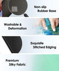 Close-up of Cute Floral Mouse Pad With Stitched Edges, Non Slip Rubber Base, showcasing washable surface and vintage garden vibe details.