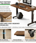 Zero Hassle Height Adjustable Standing Desk With Bulletproof Steel Frame And Chunky Desktop Built Tough For Everyday Home Office Grind And All Day Sessions, showcasing adjustable height and sturdy wood tabletop.