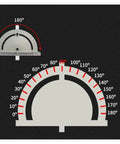 Top Shelf Aluminum Router Table Insert Plate Featuring Crisp Measurement Scale with degree markings for precise cutting.