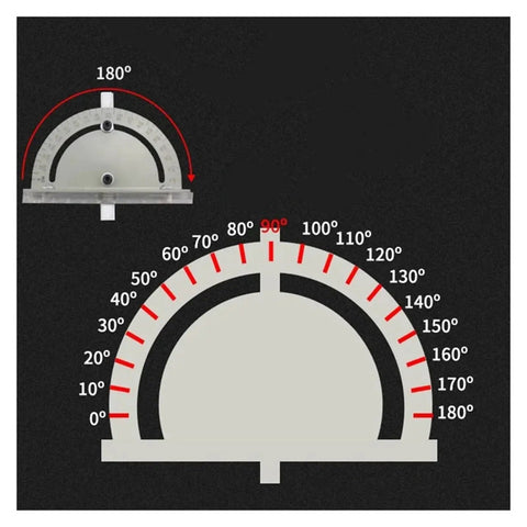 Top Shelf Aluminum Router Table Insert Plate Featuring Crisp Measurement Scale with degree markings for precise cutting.