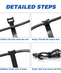 Process of using 80 Count Reusable Cable Ties 6 Inch Black Self Fastening Ties For Tidy Cords And Tangle Free Cable Management