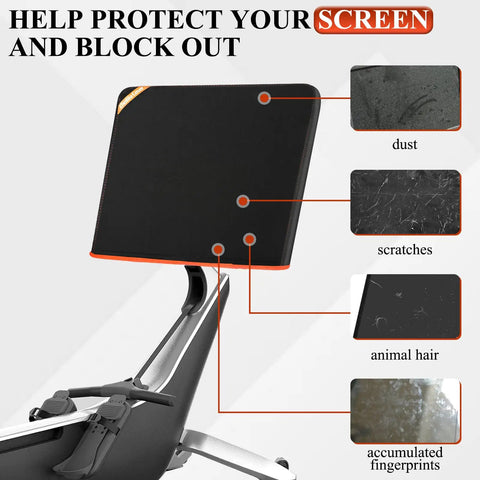 Hydrow Rower Screen Protector Cover with Ultra Soft Velvet Lining protecting Hydrow display from dust, scratches, and water.