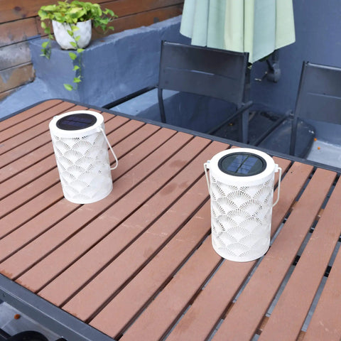 Solar Powered Outdoor Lanterns Waterproof White Table Lanterns Set Of 2 for outdoor use on patio table