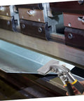 3 Inch Hand Seamer Metal Bending Tool for Sheet Metal and Roofing, shown in use with anti-slip clamps bending a metal edge
