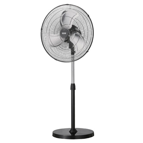 Boss Level Airflow Pedestal Floor Fan With 18 Inch Blade, 90 Degree Oscillation, Height Adjustable Stand, Black