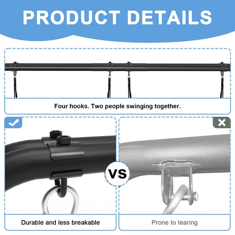 Detail view of Two Seat Swing Stand For Indoor And Outdoor Use Heavy Duty Metal A Frame Built To Last Up To 440lbs comparison