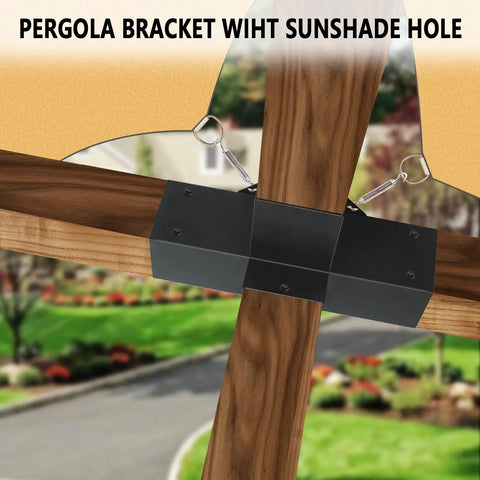 Heavy Duty 4 Way Right Corner Pergola Brackets Kit for 3.5 Inch Wood Beams and 4x4 Posts with Post Anchors outdoors