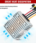 Heavy Duty DC To DC Step Down Converter Turns 48V Or 36V To 12V At 240W 20A Output with aluminum alloy housing for heat dissipation.