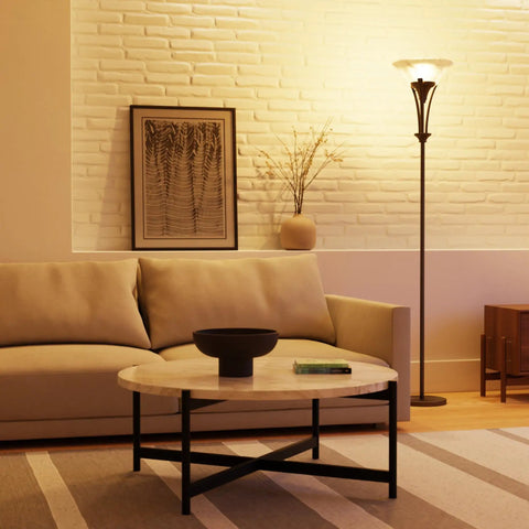 71 Inch Dark Bronze Floor Lamp With Alabaster Glass Shade, Rustic Modern Style For Living Room Or Bedroom, Diffused Warm Light