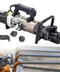 Heavy Duty Electric Hydraulic Rebar Bender And Straightener Machine showing new interchangeable modules and steel bars