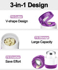 3 In 1 Pill Crusher With Cutter And Storage Box Fine Powder Grinder With Brush Easy One Hand Use No Fuss For Seniors And Pets