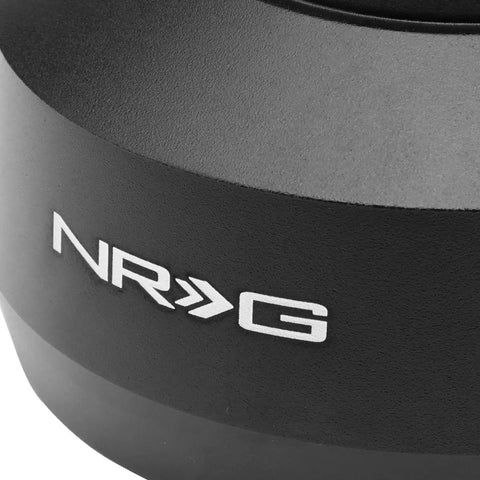 Power Heavy Slick Short Steering Hub Quick Release Adapter Aluminum close-up view of logo and texture details.