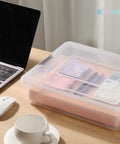 Stackable Plastic Storage Bins With Lids Four Pack 10 Quart Clip Boxes For Crafts School Projects Office Supplies And Home Organization BPA Free Durable And Stack Neatly In Cabinets Desks Or Workstations
