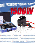 Tough As Nails 1500W Magnetic Induction Bolt Heater With Four Swap Coils And Rugged Carrier Case For Knockout Nut Bearing Removal Ergonomic Grip Real Deal Tool Black in blue case.
