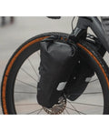 Waterproof Fork Dry Bag 5.8L With Roll Top Closure And Air Release Valve mounted on front fork of bike