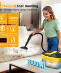 Upgraded Handheld Steam Cleaner 1.9Qt Big Tank Heats In Eight Seconds For Tile Floors Cars And Grout With 18 Pieces Of Accessories For Deep Clean Home Auto Detailing Safe No Burn Touch in action on a couch.