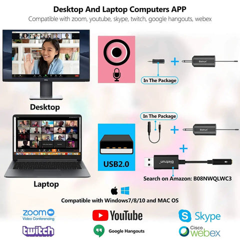 UHF Wireless Lavalier Microphone System With 165 Foot Range Rechargeable Transmitter And Receiver One Quarter Inch Output Perfect For iPhone DSLR Camera YouTube Recording And Live PA Speaker Setups desktop and laptop setup