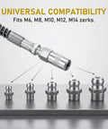 18 Inch Resin Spring Flex Hose For Grease Gun, 10000 PSI High Pressure Quick Release, 1/8 NPT Threads shown with fittings