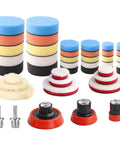Pro Grade Auto Detailing Pad Kit With 44 Mixed Buffing Pads And Backing Pads In 1 2 3 Inch Sizes, Includes Adapters