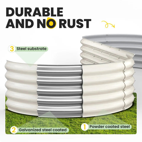 Beefy Heavy Duty Galvanized Round Metal Raised Garden Bed 8 Ft Long By 2 Ft Wide By 1.5 Ft High Outdoor Planter Box Open Bottom Rust Resistant