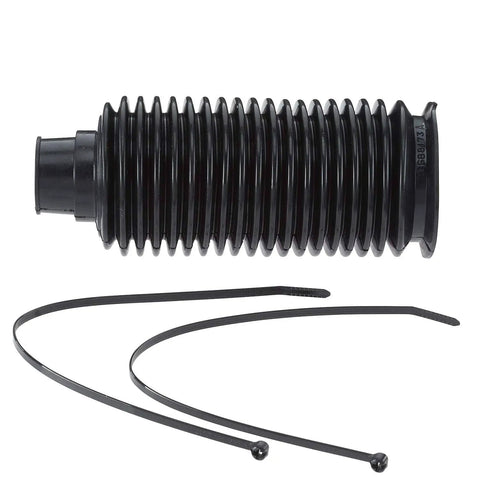 Rack And Pinion Bellows Kit For Toyota Tacoma And 4Runner, Premium Steering Rack Boot Set For A No Fuss Ride, Fits 1995 1997 Tacoma, 1998 2004 Tacoma, And 1996 2002 4Runner, Easy Install, Durable Seals, includes black boot and zip ties shown in product image.