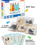 5 In 1 STEM Car Kit For Kids Ages 8 12 Wood Building Set With Wind Power Solar Balance Gear And Remote Control Cars box and parts