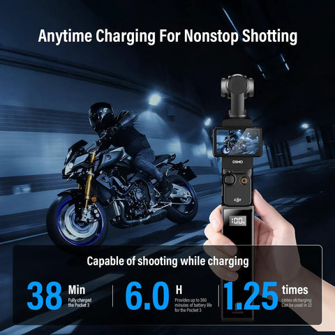 Power Up Your Osmo Pocket 3 And Pocket 4 With a 5000mAh Battery Handle Featuring 22W Fast Charging, 6 Hour Runtime