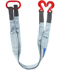 Heavy Duty Two Leg Bridle Web Sling Polyester Lifting Strap With Tough Steel Grab Hooks 6.56 Feet Long for easy rigging.
