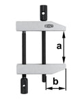Heavy Duty Parallel Clamp For Woodworking Pros Featuring Beast Mode Double Spindle Guide And Slick 87mm Span Action, showing dual spindle and 87mm jaw gap.
