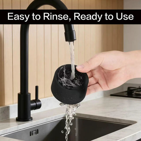 Rock Solid Tamper Base For Luxe Cafe Espresso Makers Japanese Silicone LSR Molded being rinsed under a faucet