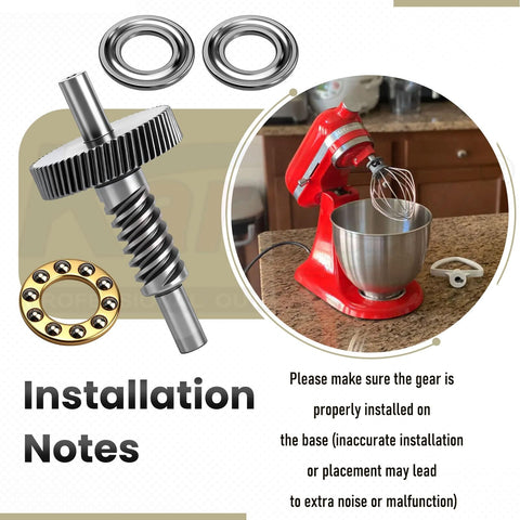 Whirlpool WP9709231 Mixer Gear Replacement Kit With 9703445 Worm Gear Thrust Bearing And 9706770 Heavy Duty All In One Fix For KitchenAid Stand Mixers KP2671 KP26M1XPM5 KP26M1XNP5 KP26M1XMR5