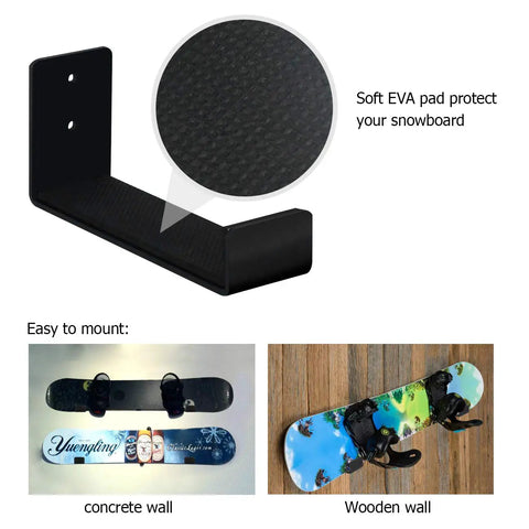 Rock Solid Aluminum Wall Mount Snowboard Rack With Hella Secure Eva Grip Pads detail image showing EVA pad texture and mounting options.