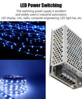 5V Power Supply For CCTV And LED Displays With Adjustable Voltage, Low Noise, Overload Protection, And Wide AC Input, Perfect For Industrial Automation Tasks, 5V 6A 30W, Model S 30 5, 100 To 240V metal power supply with LED strip and cable images